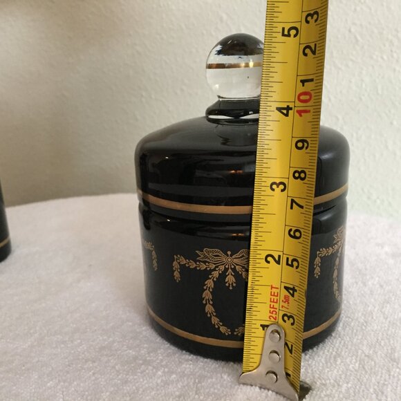 PV France Portieux Vallerysthal French Black Glass Vanity Set 2 Perfume Bottles - Picture 14 of 16